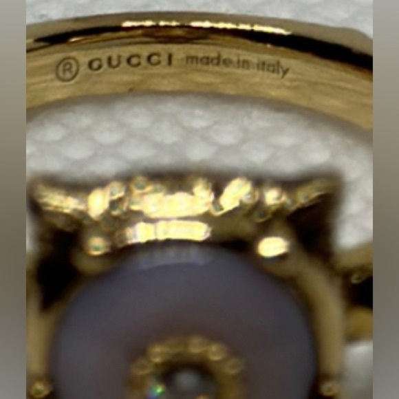GUCCI 18k 3 diamonds pink opal real diamonds 3 jaguar head 100% real - Picture 10 of 15